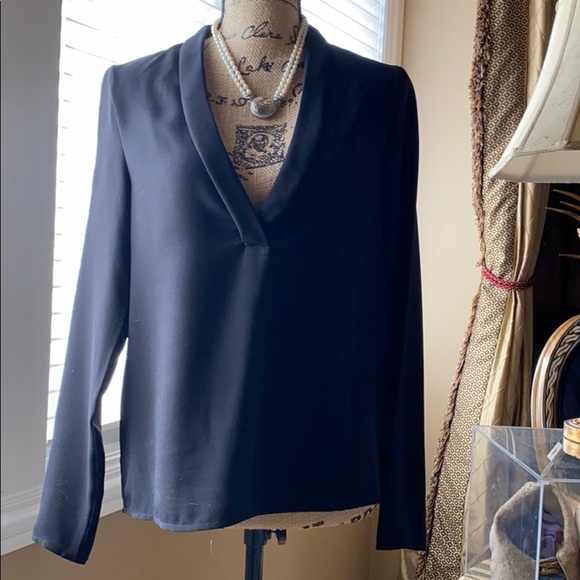 C/MEO COLLECTIVE deep V-neck long sleeve blouse - Picture 1 of 8